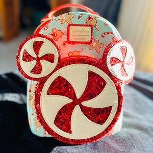 2022 Disney Parks Peppermint Gingerbread Candy Cane Loungefly Mini Backpack L/N